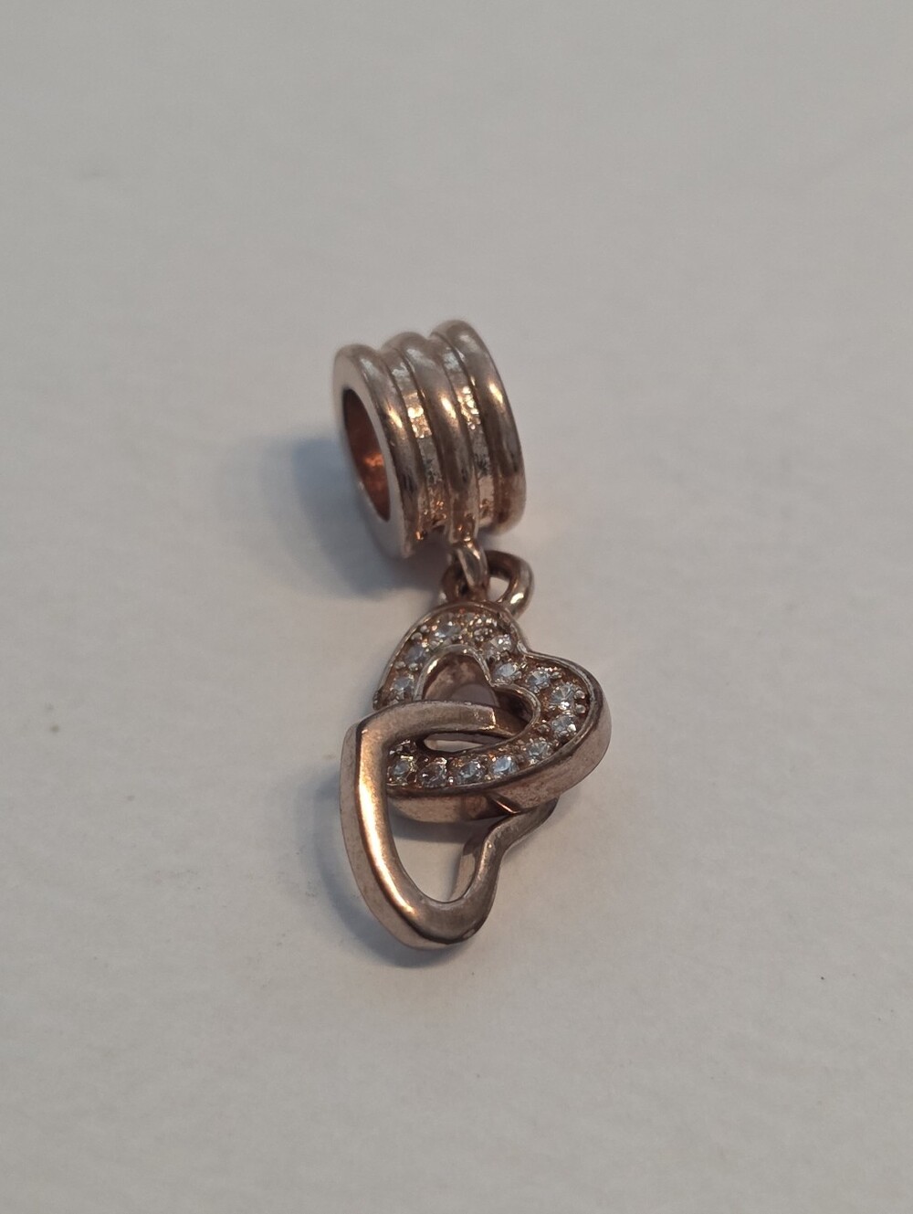 Pandora Rose Gold Interlocking Hearts Dangle Charm Retired - Picture 3 of 6